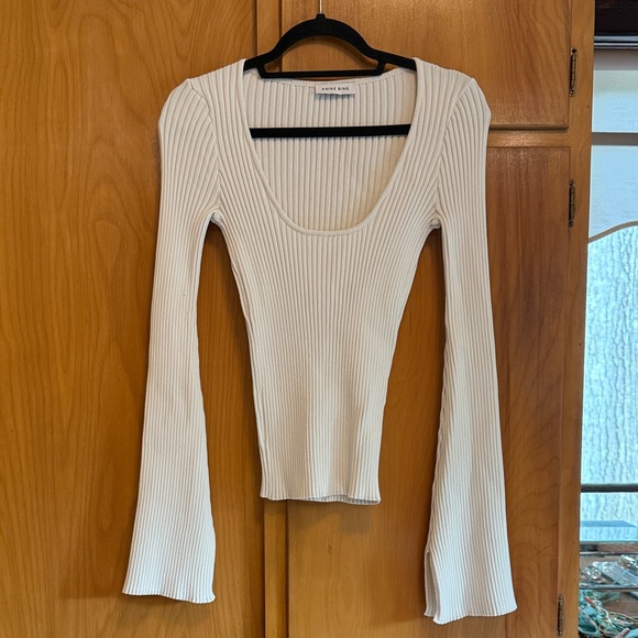 Anine Bing off-White Ribbed Blouse size Medium - Picture 1 of 4